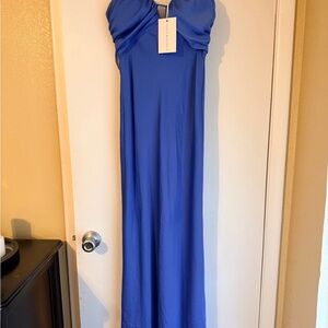 Elegant Spaghetti Strap Maxi Dress in Royal Blue/Periwinkle